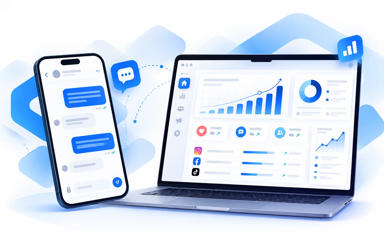 HantarSMS bulk SMS sending and delivery dashboard illustration